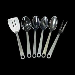 Vintage Tailor Made Black Plastic Kitchen Serving Utensil Set Lot Of 6